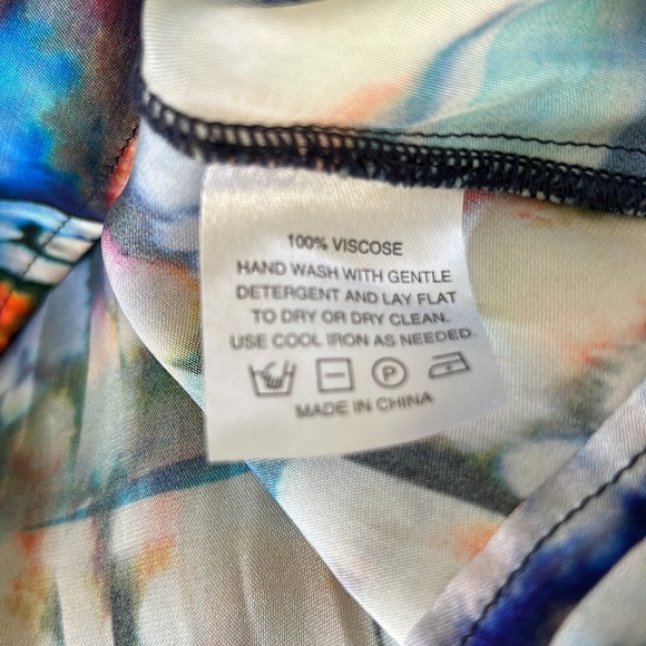 Marie Oliver Multicolor Abstract Watercolor Tie Neck Blouse - XS - Picture 9 of 9